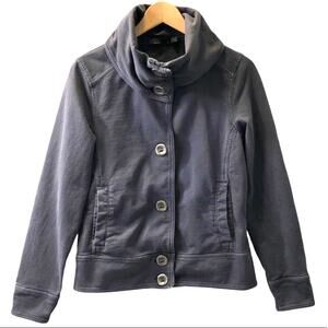 Prana metal button up jacket with funnel collar